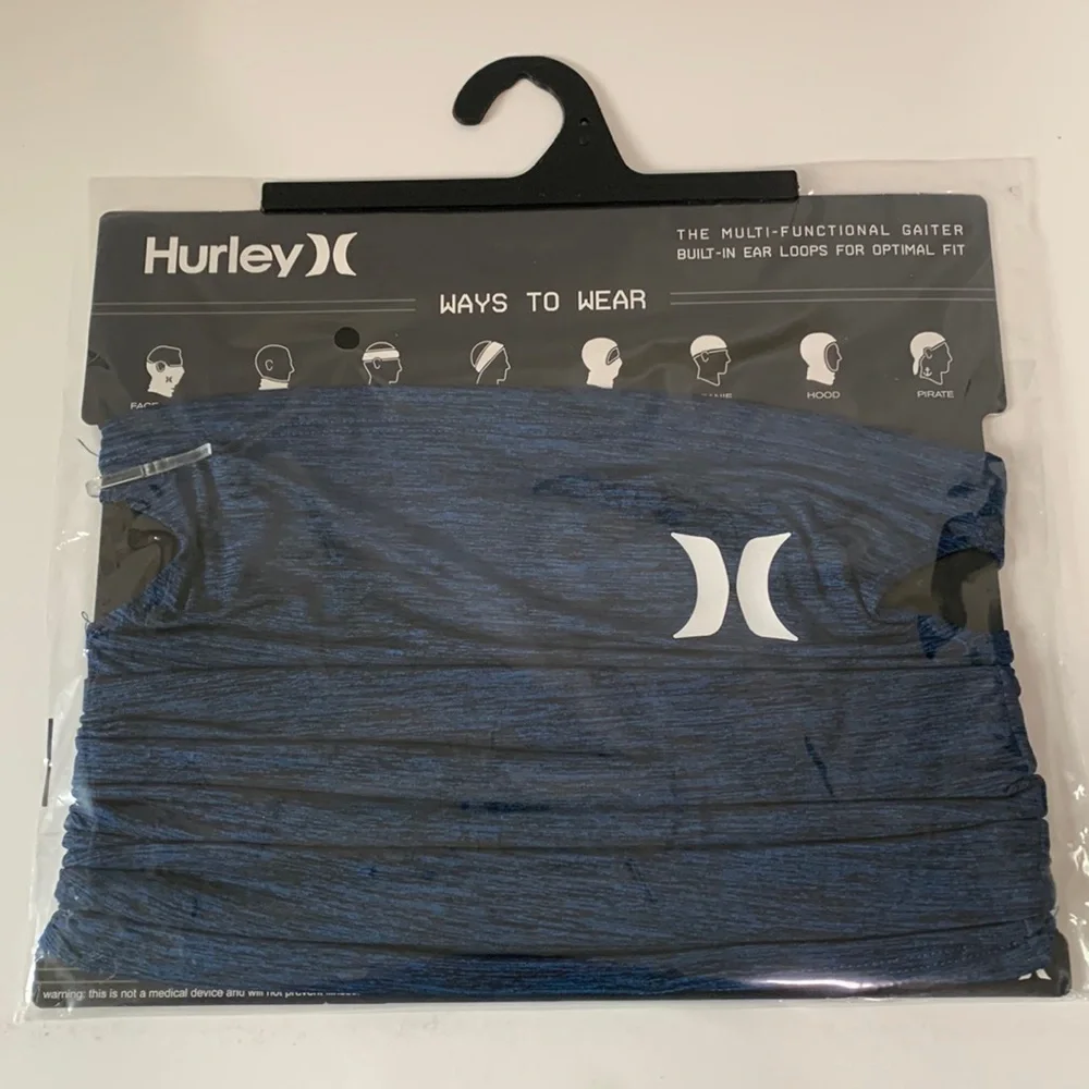 Hurley Blue Multipurpose Lightweight Gaiter Face Mask with Moisture Wicking Tech